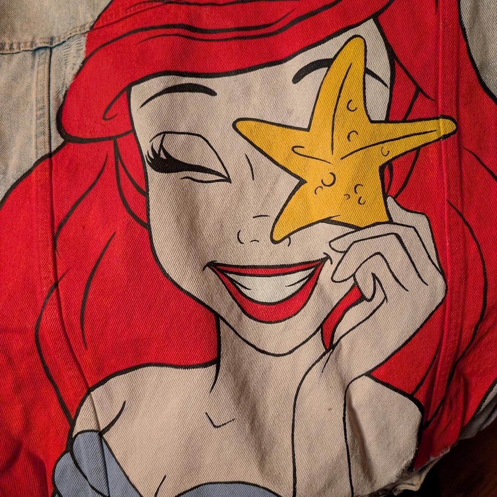 Handmade Denim Jacket with Ariel - Picture 4 of 6